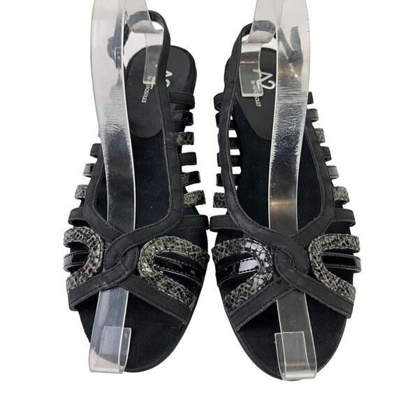 A2 Aerosoles Womens Charismatic Black Open Toe Slingback Wedge Sandals Shoes 9 - Picture 12 of 16